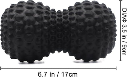 KITWILD Peanut Massage Ball, Double Lacrosse Massage Roller Ball for Deep Tissue Muscle Massage, Physical Therapy, Myofascial Release, Muscle Knots, and Yoga Therapy (Black)