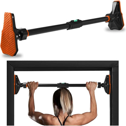 SQUATZ Adjustable Pull-Up & Chin-Up Bar - Door Frame & Doorway No-Screw, No-Damage Hanging Bar for Home Strength Training Exercise Equipment for Men and Women (43 to 62 inches)
