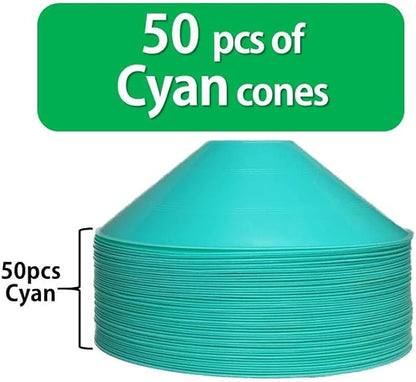 Thicker Disc Cones (Set of 50) Agility Soccer Cones with Carry Bag for Training,Football, Kids, Sports, Field Cone Markers