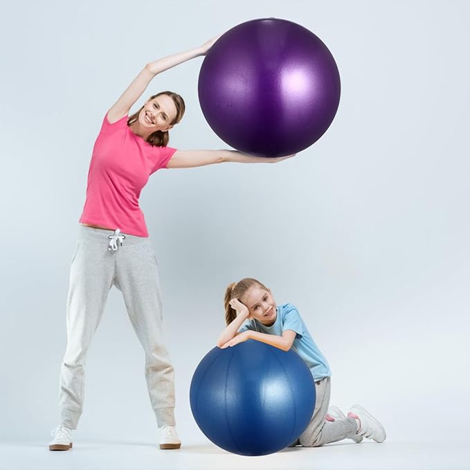 2pcs Anti-Burst Thickened PVC Exercise Yoga Balls Mini Pilates Balancer Fitness Stability Trainer for Core Workout and Physical Therapy at Home Or Gym (15-35cm, Blue Purple)
