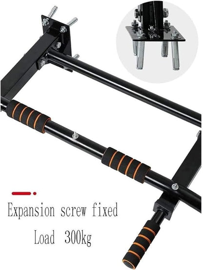 Wall-Mounted Pull-Up Bar for Home Gym - Non-Slip Muscle Strength Training Equipment with Sandbags Hanger for Indoor Power Workouts,Black