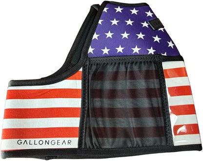 Gallon Gear 1 GALLON LARGE WATER BOTTLE SLEEVE COMBO | BPA FREE PLASTIC REUSABLE WATER JUG | HYDRATION WATER BOTTLE FOR MEN & WOMEN | GYM, SPORTS, TRAING & FITNESS (BLACK/FLAG-USA)