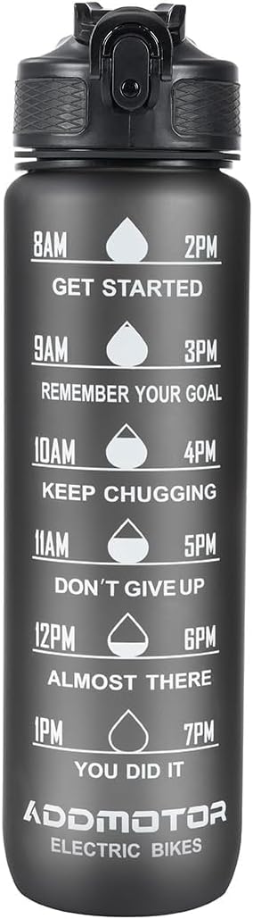 ADDMOTOR 32oz Sports Water Bottles with Time Marker, BPA Free Bottle with Straw -Leakproof BPA & Toxic Free Gym Bottle for Fitness, Gym, Camping, Outdoor Sports with Straw