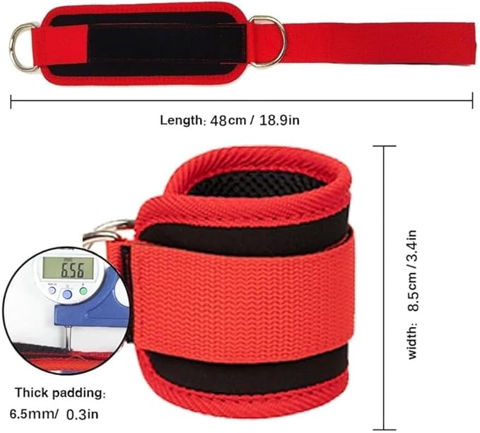Ankle Strap Ankle Resistance Band Wrist Cuff Padded Strap Adjustable Fitness Glute Kickback D-Ring for Cable Machine Gym Foot Leg Training Brace Support 1 Pack