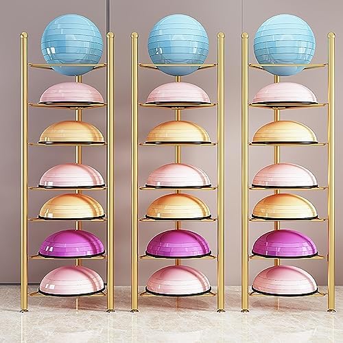 Half Balance Ball Trainer Holder - 3/5/6/7 Tier Fitness Rack for Home Gym, Yoga Balls, Basketball & Bowling Equipment Storage, Corner Organizer for Workout Essentials