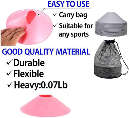 Thicker Disc Cones (Set of 50) Agility Soccer Cones with Carry Bag for Training,Football, Kids, Sports, Field Cone Markers