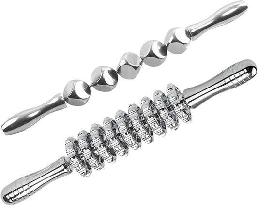 ONUEMP 2pcs Stainless Steel Massage Rollers for Ice Body Sculpting, Maderoterapia Kit Colombiana Professional, Cellulite Massager Roller, Lymphatic Drainage Massager, Cellulite Remover for Leg Back