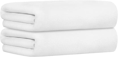 JML Microfiber Bath Towels Set of 2, 30" x 60", Large Bathroom Towel Oversized, Soft, Super Absorbent Fast Drying for Shower Sauna Swimming Hair Wrap, Beach, Sport, Fitness, Yoga (White)