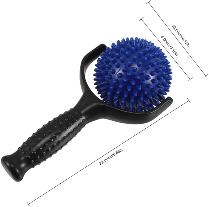 minkissy Large Spiky Ball Mobility Yoga Stick Massage Roller for Muscle Relief, Handheld Pilates Posture Rod Dual Black and Blue Colors, Body and Leg Massage Tool for Runners and Fitness
