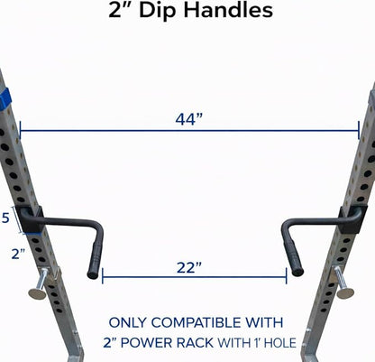 Valor Fitness Power Rack Dip Handle Attachments with Multiple Fits - Options Compatible with 2" & 2.5" Uprights and 3" Rigs with 1" Hole - Strength Training Accessory