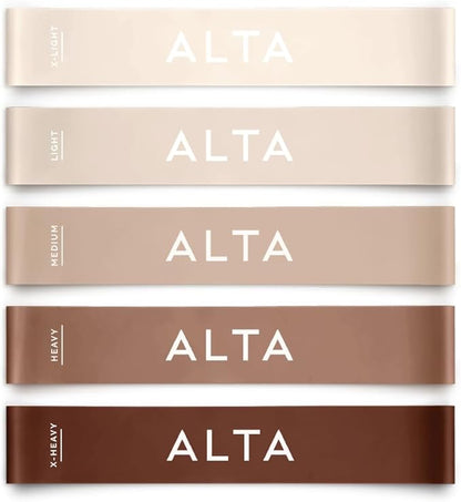 ALTA Mini Loop Bands for Exercise - Premium Durable Latex - Small Resistance Bands for Women, Booty Bands for Working Out, Leg Stretch Loops for Physical Therapy, Pilates Exercise Mini Bands Set
