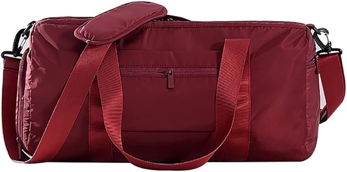 Sports Gym Luggage Travel Bag for Men and Women, Sports Gym Bag, Exercise Duffel Bag, Large Capacity and Light to Carry, Waterproof and Dirt-resistant Foldable Travel Bag ,Gear Wine red