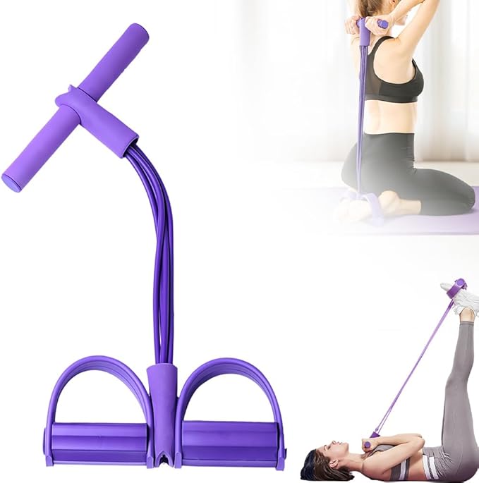 Yoga Sports Crunches Elastic Pull Rope, Pedal Resistance Bands with Handles, Multifunction Elastic Yoga Resistance Band, Home Exercise Equipment for Legs, Arms, Core Training