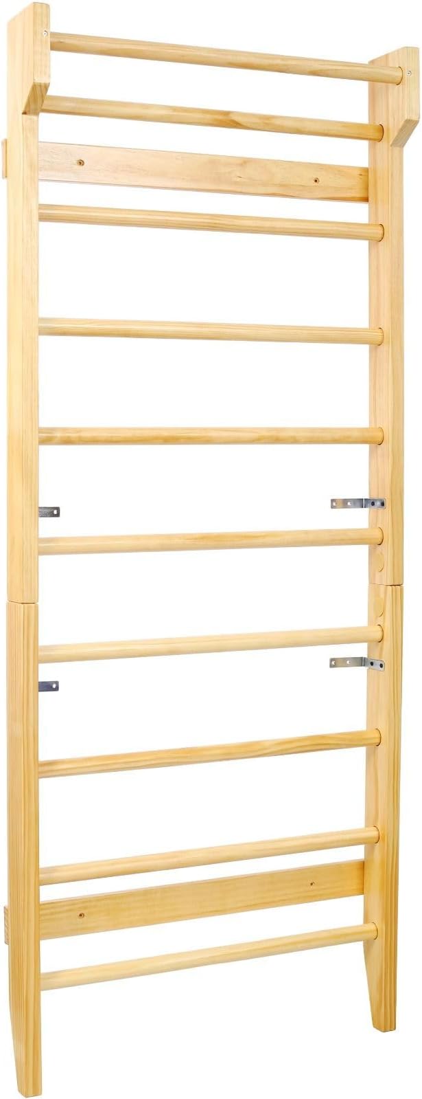 Multi-use Swedish Ladder - Gymnastics Wood Stall Bar with Wall-Mounted Pull Up Bar for Home Gym, Physical Therapy, and Versatile Workouts (76.7" x 31.5"), Natural