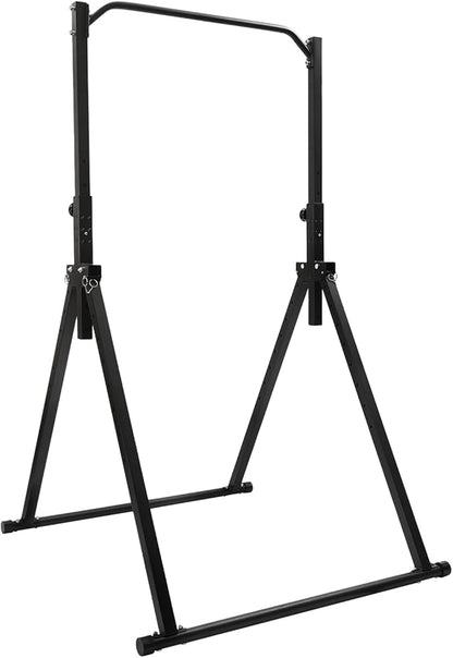 Foldable Pull Up Bar, Power Tower Workout Dip Station, Adjustable Height Home Pull Up Bar, Multifunction Fitness Tower Station Training Equipment, for Home Gym Strength Train 440LBS