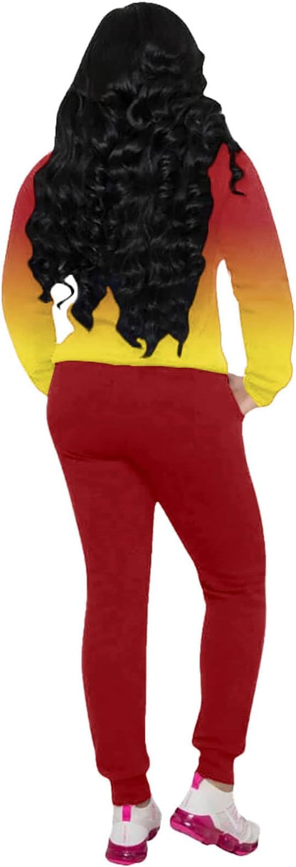 CLOCOR Track Suits for Women Set - Casual 2 Piece Outfits Sweatsuit Pocket Hoodies Long Sleeve with Patchwork Pants Set