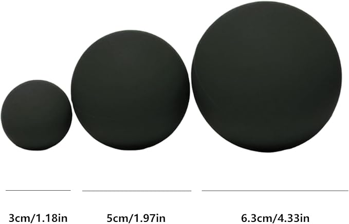 Set of 3 Massage Balls of Different Sizes, Therapy Ball for Muscle Relief and Yoga Relaxation, Massage Ball for Back,Hands and Feet (Black)