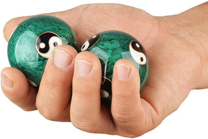 JapanBargain 3298, Chinese Baoding Balls Hand Exercise Therapy Balls Stress Reliefe Balls, Taichi Pattern, Green Color