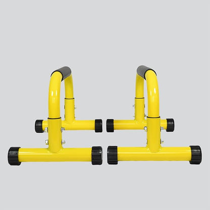 2 Pieces Robust Steel Fitness Stands with Thick Foam Grips Ideal for Arm and Chest Training Yellow Workout Stand Pair