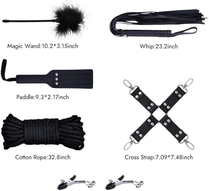 10-Piece Leather Couples Home Gym Set: Complete Partner Yoga, Pilates & Fitness Training Kit for A Full-Body Couples Workout (Black)