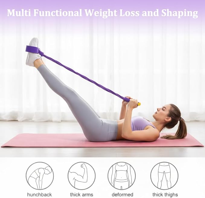 Resistance Bands with Handles, 6-Tube Foot Pedal, Natural Rubber Ankle Puller for Sit-ups & Full Body, Portable Home Gym Strength for Legs, Arms & Core