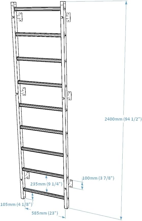 Wooden Swedish Ladder Wall Stall Bar - Indoor Chin Up Bar Workout Equipment for Home Exercise, Physical Therapy, Gymnastics, Fitness