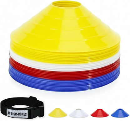 GSi Sports Training Cones for Agility Drills – Soccer & Basketball Multi-Sport Field Markers, Durable Flexible Cones in Multiple Shapes & Packs (20–80 Pack)