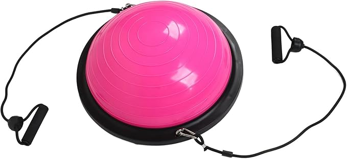 Half Ball Balance Trainer Stability Yoga Exercise Ball with Bands and Pump for Home Gym Core Training Yoga Fitness Abdominal Training, 18.1 Inch Anti-Slip
