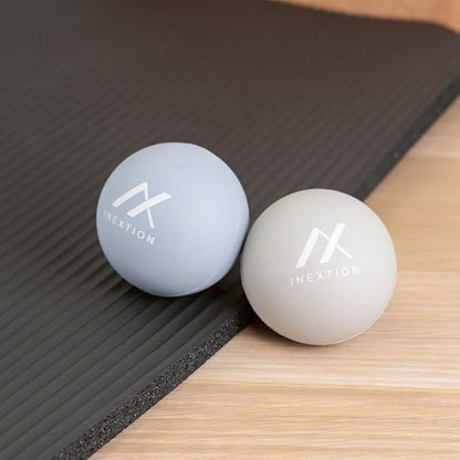 Therapy Massage Balls (2-Pack), High-Density Fascia Balls for Targeted Muscle Relaxation & Daily Recovery - 50D & 65D Hardness Options (Serene Gray + Tranquil Blue (65D+65D))