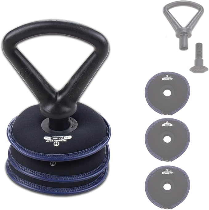 Hyperwear SoftBell Adjustable Kettlebell Set - Soft, Vinyl-Coated Weight Plates with Rubber Base - Versatile Home Gym Equipment - Compatible with SoftBell Barbell & Dumbbell