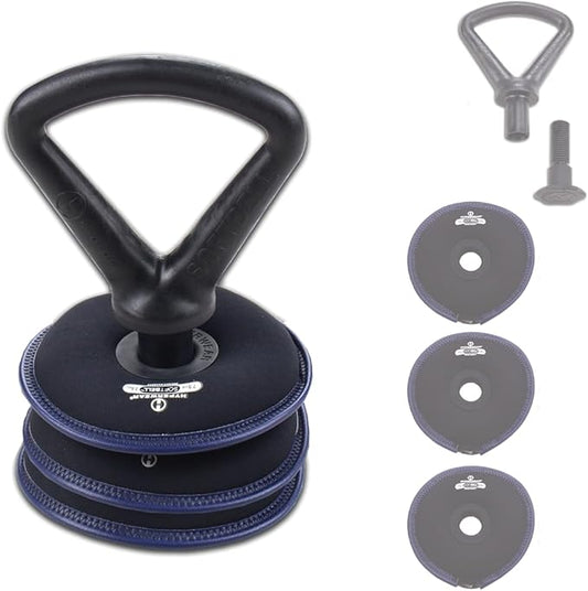 Hyperwear SoftBell Adjustable Kettlebell Set - Soft, Vinyl-Coated Weight Plates with Rubber Base - Versatile Home Gym Equipment - Compatible with SoftBell Barbell & Dumbbell