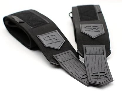 Elbow Wraps for Weightlifting - Heavy Duty Construction, 25% More Elasticity, Reinforced Stitching, Extra Wide Fastener, Easy to Adjust, All Black