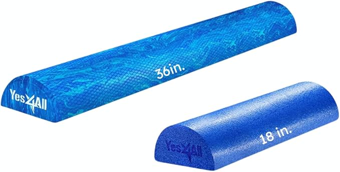 Yes4All Soft-Density Half PE Foam Roller 18 inch for Tissue and Muscle Massage, Back, Legs + Yes4All Medium-Density Half EVA Foam Roller 36 inch for Physical Activities & Muscle Massage