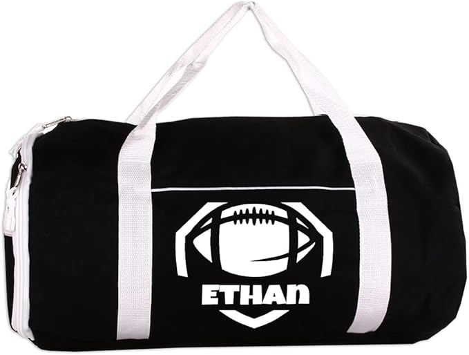 Personalized Sport/Gym Roll Duffel Bag - Football Black 18"