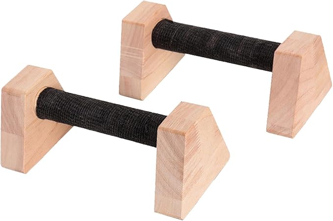 Colaxi 2 Pieces Push up Stands Pushup Handles Wood Exercise Calisthenics Bar Aerobics Anti Slip Parallettes Home Workout Equipment