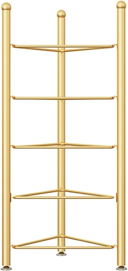Exercise Half Balance Ball Trainer Holder Storage Rack - Home Fitness Gym Workout Equipment 3/5/6/7 Tier Floor Stand Corner Storage Organizer for Basketball Bowling Medicine Yoga Bosu Balls(Gold,5 lay