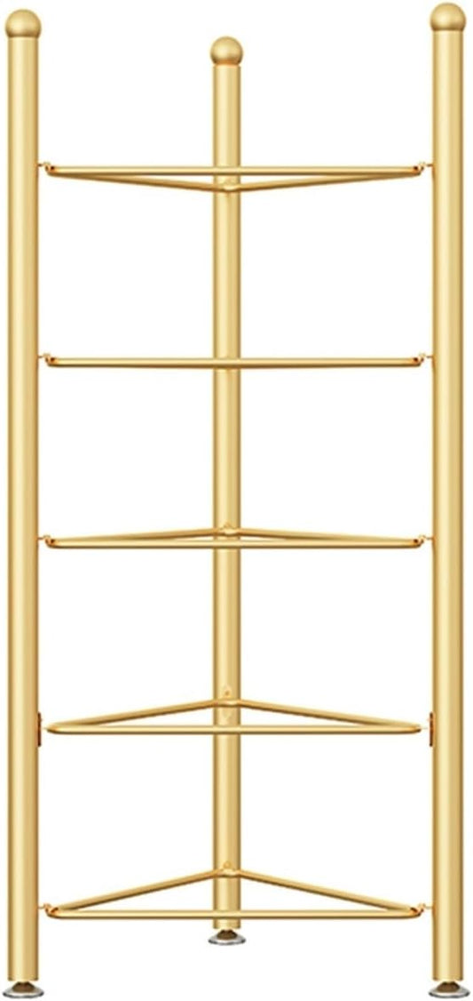 Exercise Half Balance Ball Trainer Holder Storage Rack - Home Fitness Gym Workout Equipment 3/5/6/7 Tier Floor Stand Corner Storage Organizer for Basketball Bowling Medicine Yoga Bosu Balls(Gold,5 lay