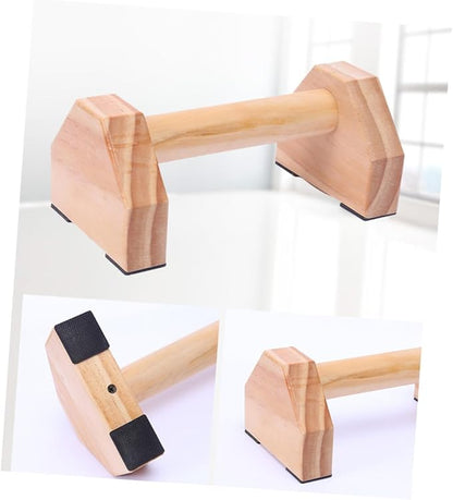 CHILDWEET Solid Wood Handstand Bar and Push-up Bracket Set, Muscle Training Fitness Equipment with Non-slip Base for Home Calisthenics and Strength Workouts
