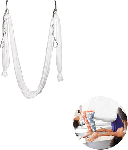 HECASA Aerial Silks Yoga Swing Set, Aerial Yoga Hammock w/Daisy Chain for Home, Inversion Exercises, Strength Training and Starter Kit