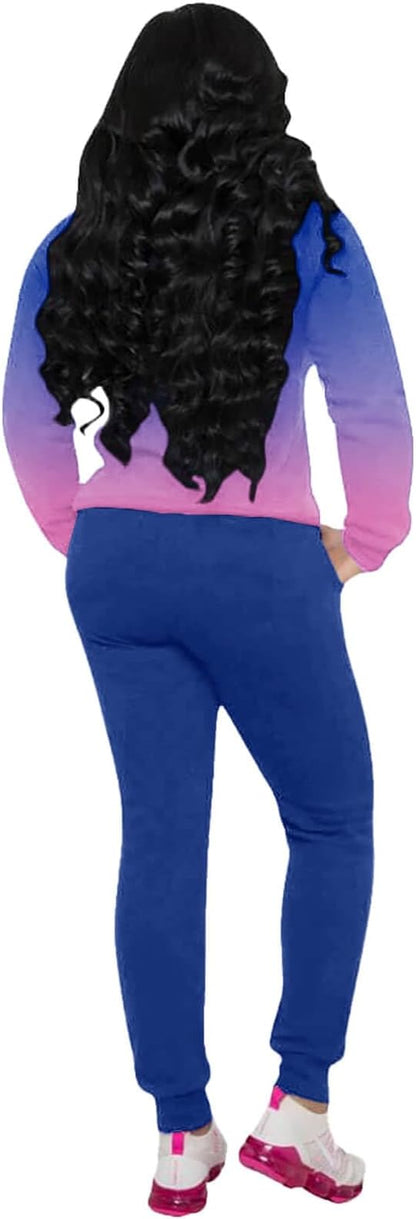 CLOCOR Track Suits for Women Set - Casual 2 Piece Outfits Sweatsuit Pocket Hoodies Long Sleeve with Patchwork Pants Set