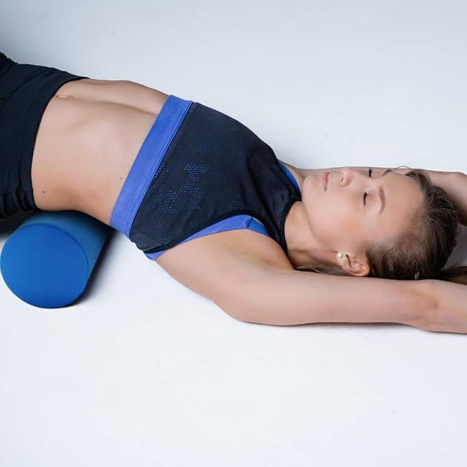High-Density Foam Roller for Muscle Recovery & Massage, 13" x 3.75" EVA Firm Roller for Warm-Up/Cooldown, Yoga & Pilates, Includes Carry Case (Blue)