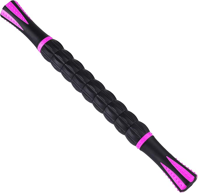 Muscle Roller Stick for Athletes, Massage Roller Stick, Lymphatic Drainage and Liposuction Massage Roller, Relieves Muscle Soreness, Trigger Points, for Physical Therapy and Recovery (Purple & Black)