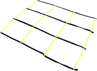 Agility Ladder Soccer Training Equipment, Nine-Square Speed Agility Ladder with Foldable Soft Ropes for Footwork and Football Fitness Workouts