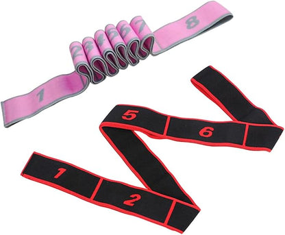 FUOYLOO 2pcs Yoga Resistance Bands Set Professional Elastic Stretch Bands for Fitness Training Bodybuilding Back Stretching for Beginners in Crimson and Rose