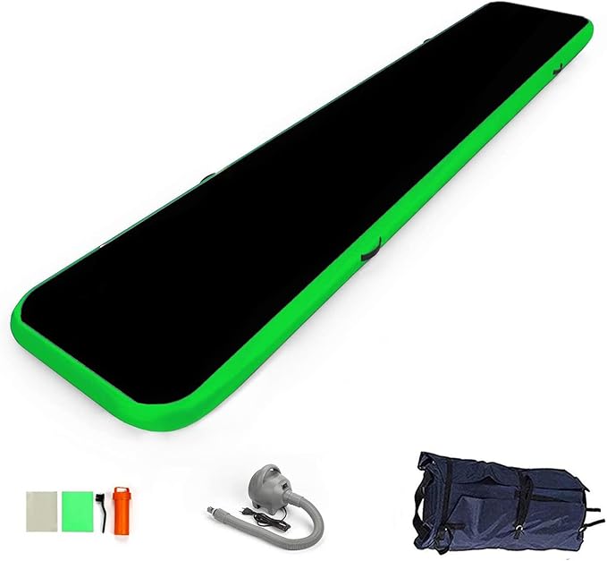 10ft/13ft/16ft/20ft Air Mat Tumble Track Inflatable Gymnastics Tumbling Track Mat with Electric Air Pump for Cheerleading/Practice/Beach/Park/Home use