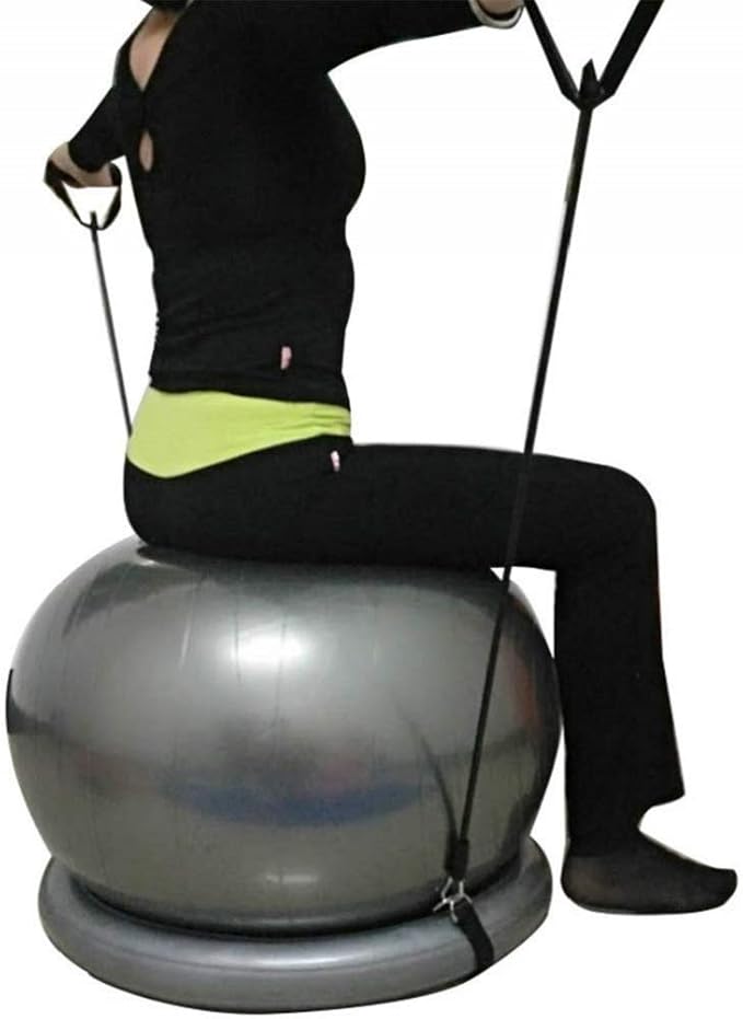 Yoga Ball Stability Base Ring Anti-Burst Stability Ball with Adjustable Resistance Bands for Yoga Gym Exercise