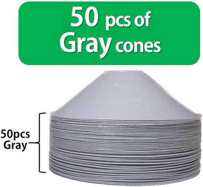 Thicker Disc Cones (Set of 50) Agility Soccer Cones with Carry Bag for Training,Football, Kids, Sports, Field Cone Markers