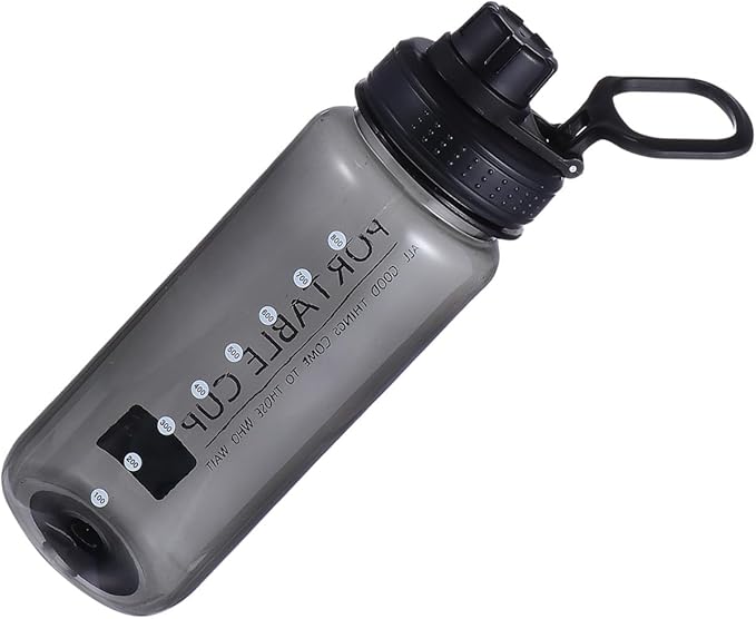 STOBAZA Portable Fitness Water Bottle 800Ml Black Plastic Leakproof Sports Water Kettle for Gym Outdoor Activities