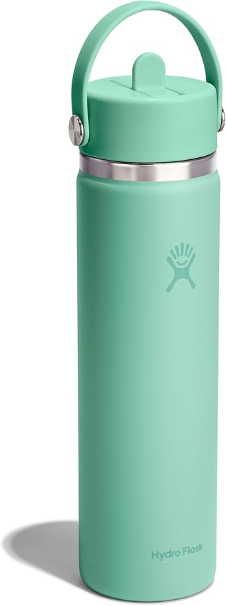 Hydro Flask Water Bottle - Insulated Stainless Steel - Wide Straw Lid, Non Spill, Leakproof in 24 Oz Mermaid Green