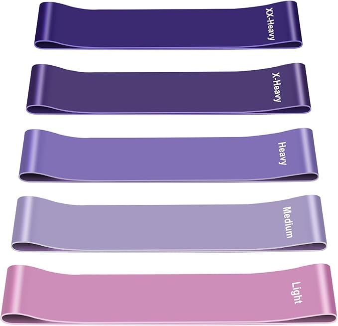 Resistance Bands, 5 Pcs Exercise Bands for Legs Glutes Arms, Skin-Friendly Resistance Fitness Exercise Loop Bands for Gym Home Yoga Pilates with Carry Bag and Instruction Guide